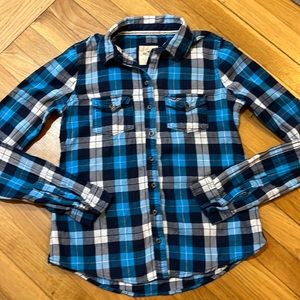 HOLLISTER Blue Plaid Flannel Shirt Women’s Small